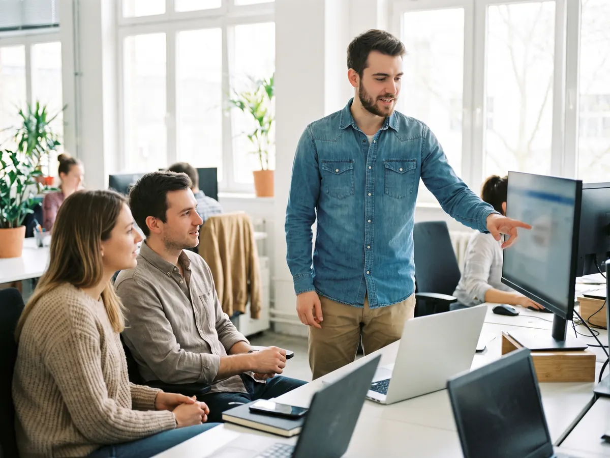A team meeting in an office in Croydon.